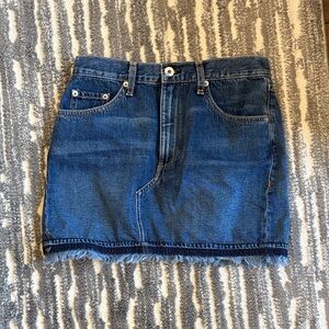 Rag & Bone Dark Blue Frayed Hem Mini Skirt